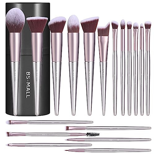 BS-MALL Makeup Brush Set 18 Pcs Premium Synthetic Foundation Powder Concealers Eye shadows Blush Makeup Brushes with black case | Amazon (US)