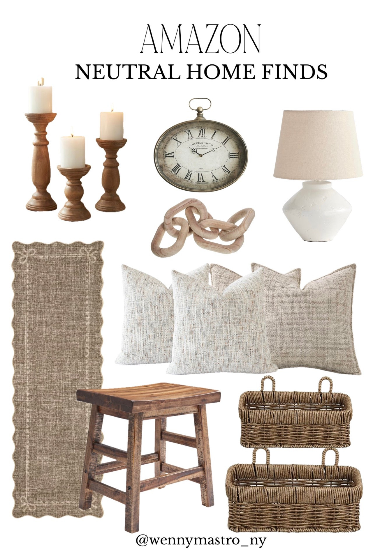 Pillar candle holders, scallop edge runner, neutral pillow covers, wooden stool, hanging baskets

#LTKHome