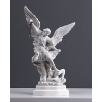 Saint Michael Marble Angel Sculpture - Archangel Defeating Lucifer Statue Handmade 33 cm/13"" Home D | Etsy (US)