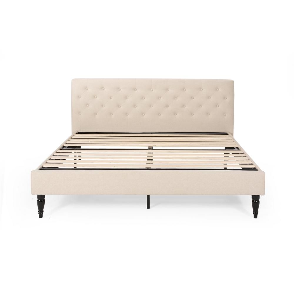Noble House Atterbury Beige Wood King Bed Frame | The Home Depot