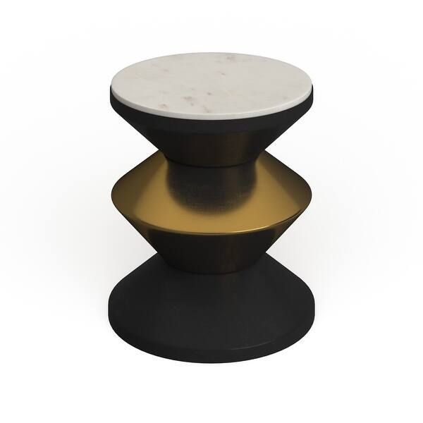 Safavieh Azizi Black/ Gold Stone Top Side Table - 14.3" x 14.3" x 16" | Bed Bath & Beyond