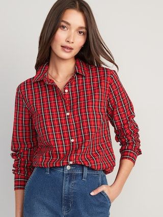 Plaid Classic Button-Down Shirt for Women | Old Navy (US)