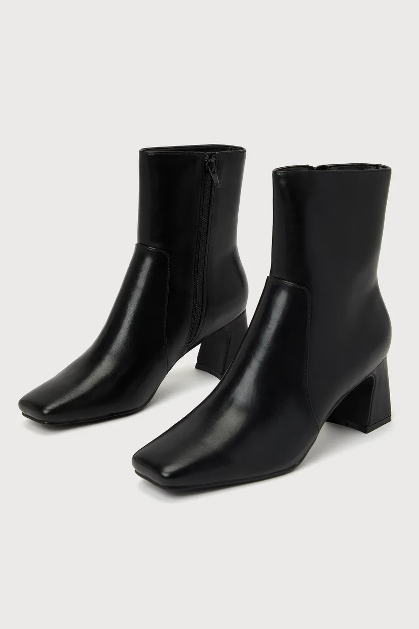 Midori Black Square-Toe Ankle Boots | Lulus