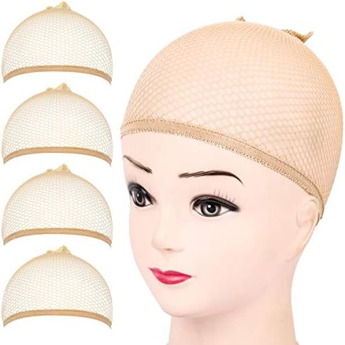 FANDAMEI Wig Cap, 4PCS Light Brown Mesh Wig Cap Net, Closed End Hair Mesh Net Wig Caps, Liner Weavin | Amazon (US)