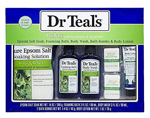 Dr Teal's Relax with Eucalyptus & Spearmint 5-Piece Bath Travel Gift Set | Amazon (US)