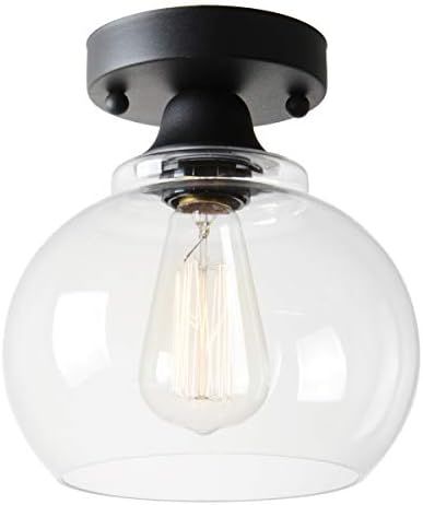 VILUXY Semi Flush Mount Ceiling Light, Industrial Clear Glass Shade Light Fixtures Ceiling for Hallw | Amazon (US)