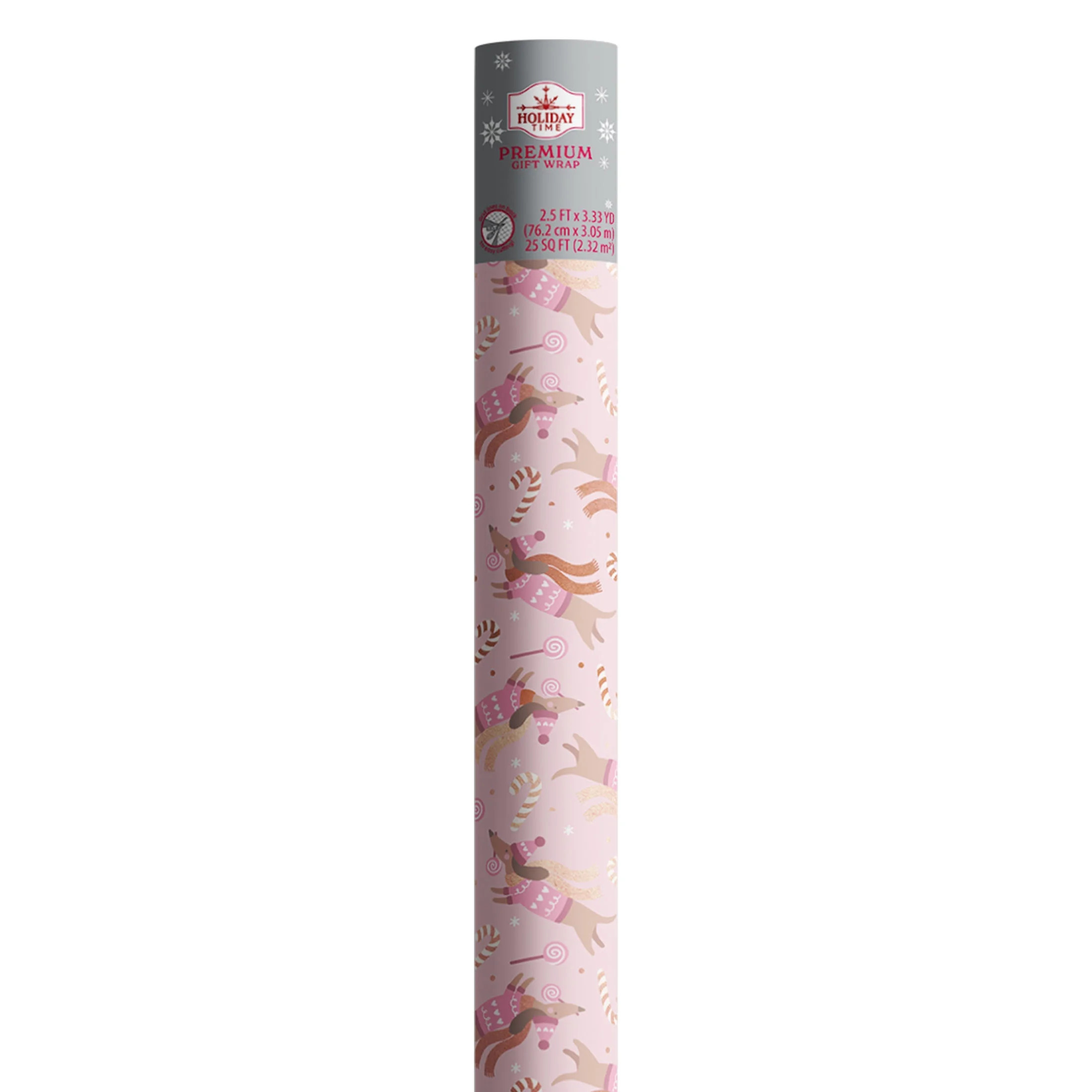 Pink and Rose Gold Premium Foil Dogs Christmas Wrapping Paper, 25 sq ft, by Holiday Time | Walmart (US)
