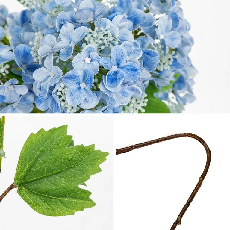5 pcs Hydrangea Artificial Flowers 19"Real Touch 2 Flower Heads Faux Hydrangeas Realistic Silk Bl... | Walmart (US)