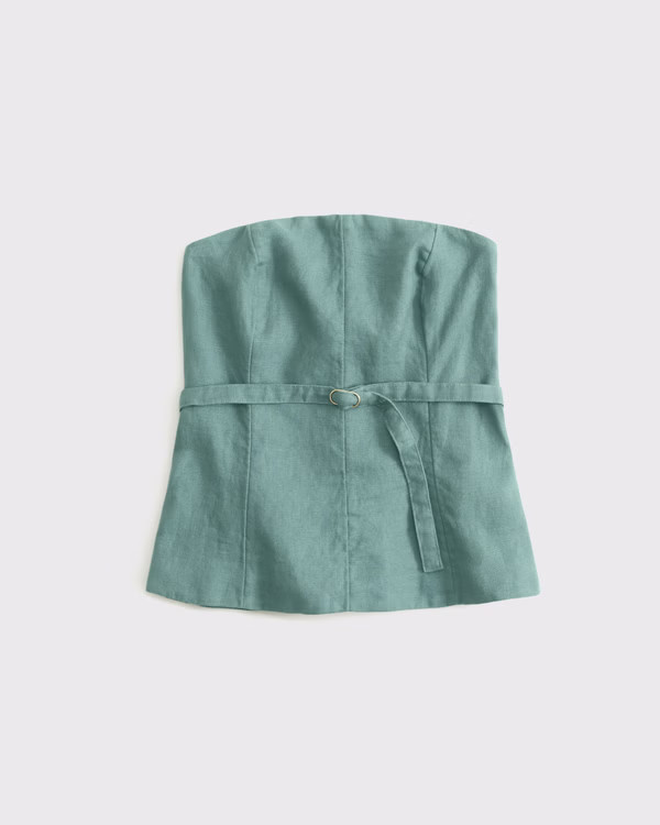 Women's Premium Linen Strapless Tailored Top | Women's Tops | Abercrombie.com | Abercrombie & Fitch (US)