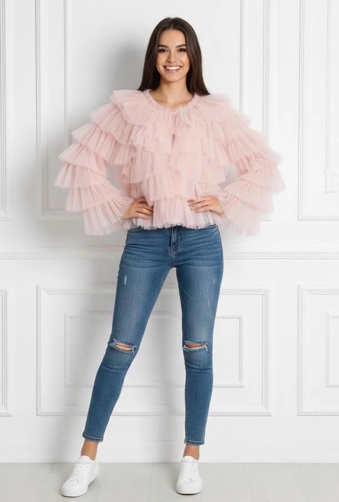 Tiered Ruffle Tulle Cardigan Jacket - Etsy | Etsy (US)