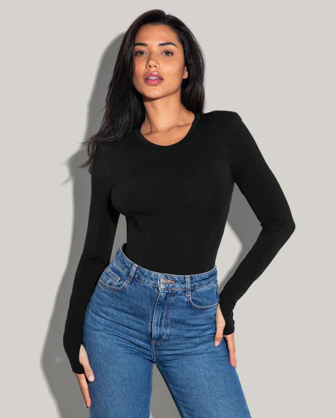Shapey Crew Neck Top - Black | TA3