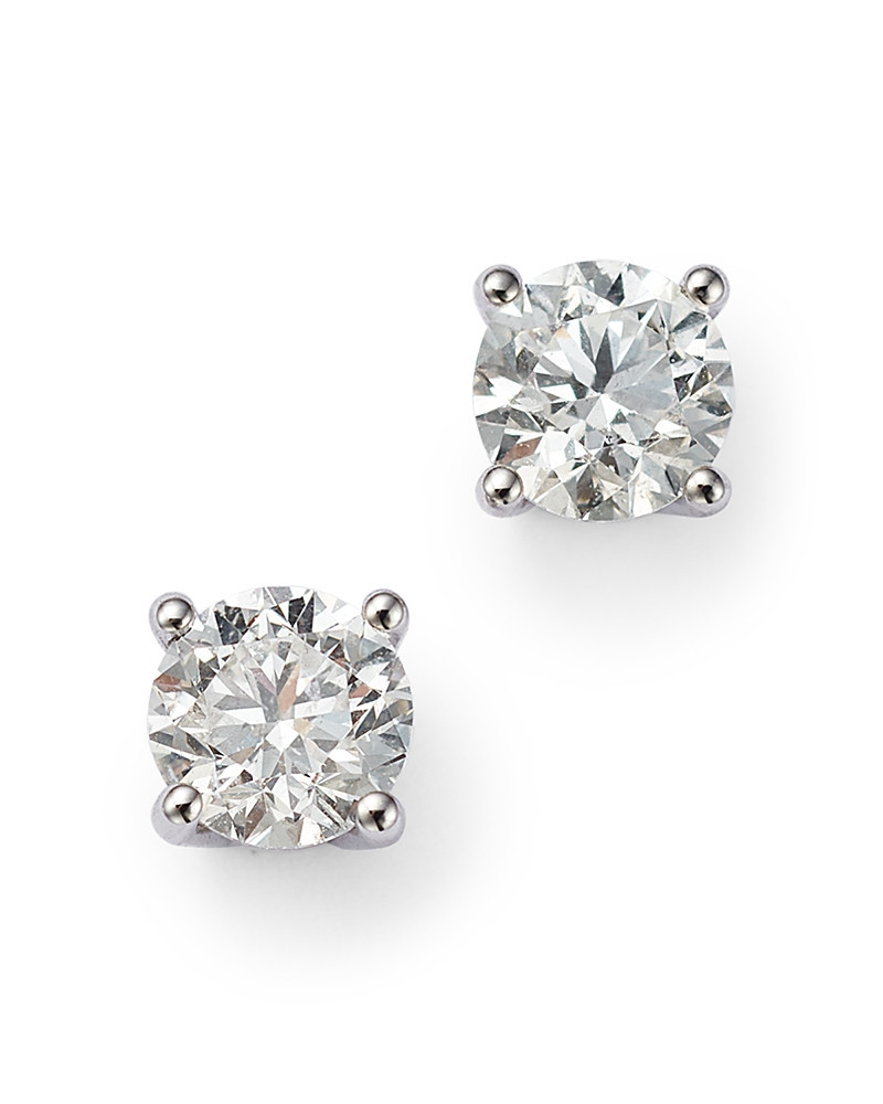 Colorless Certified Round Diamond Stud Earring in 18K White Gold, 0.75 tcw | Bloomingdale's (US)