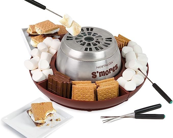 Nostalgia Electric S'mores Maker, Tabletop Indoor Machine with 4 Compartment Trays for Graham Cra... | Amazon (US)