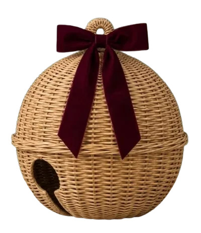 Woven Christmas Bell with Bow Ornament, Wicker Jingle Bell Shaped Natural Rattan Tabletop Decor f... | Walmart (US)