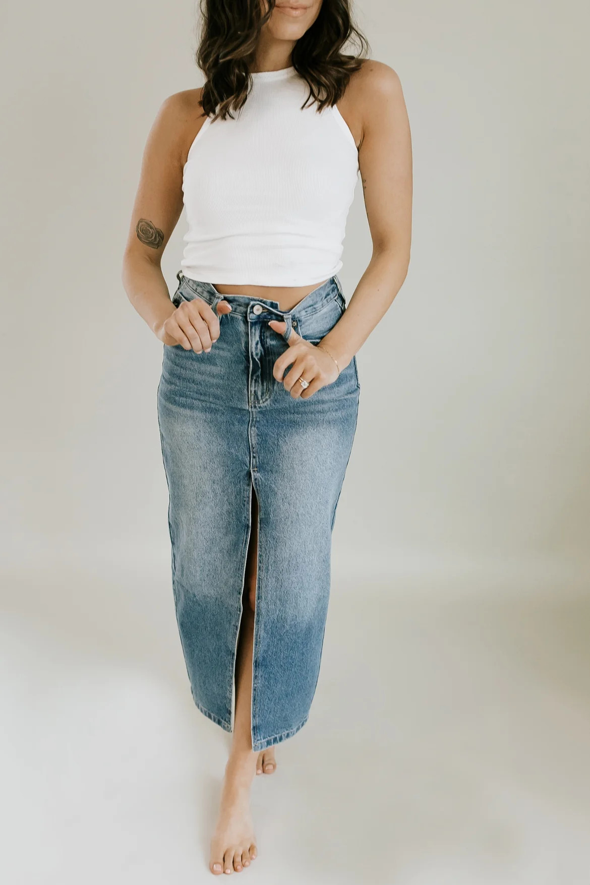 Keep It Real Midi Skirt - Denim | THELIFESTYLEDCO