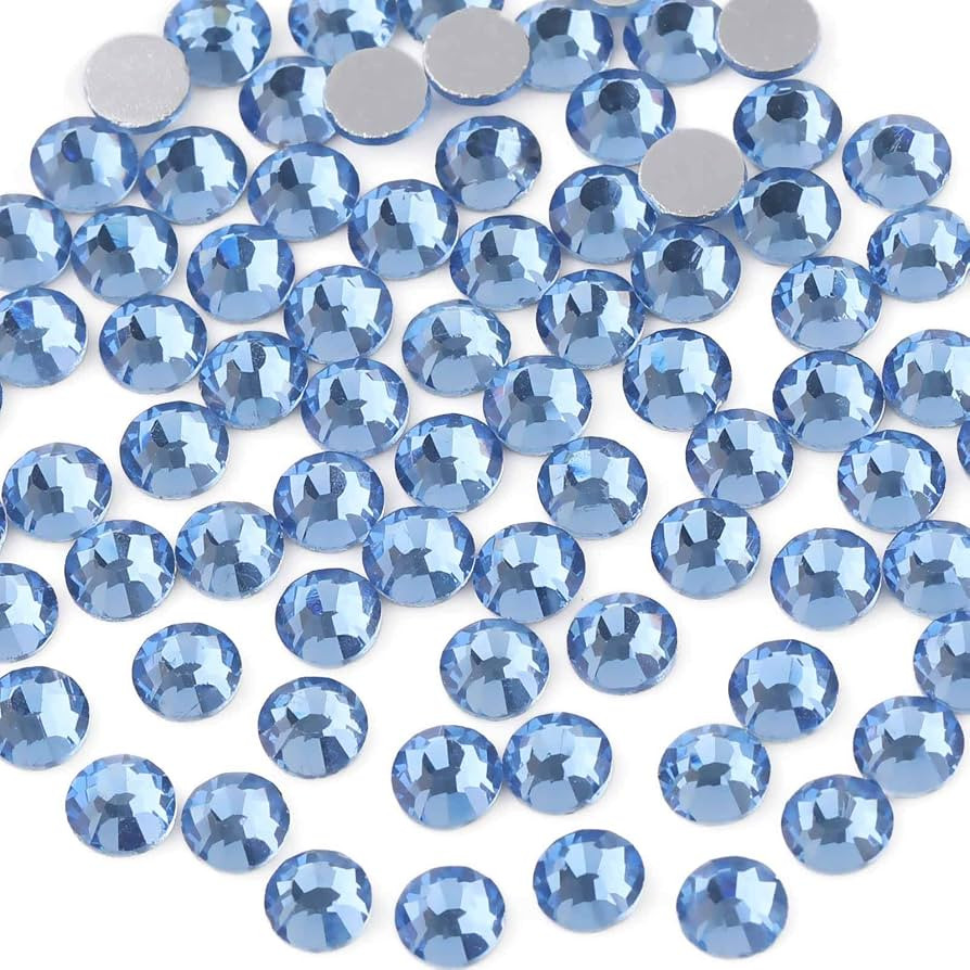 beadsland Flat Back Crystal Rhinestones Round Gems for Nail Art and Craft Glue Fix,Light Blue (4.... | Amazon (US)