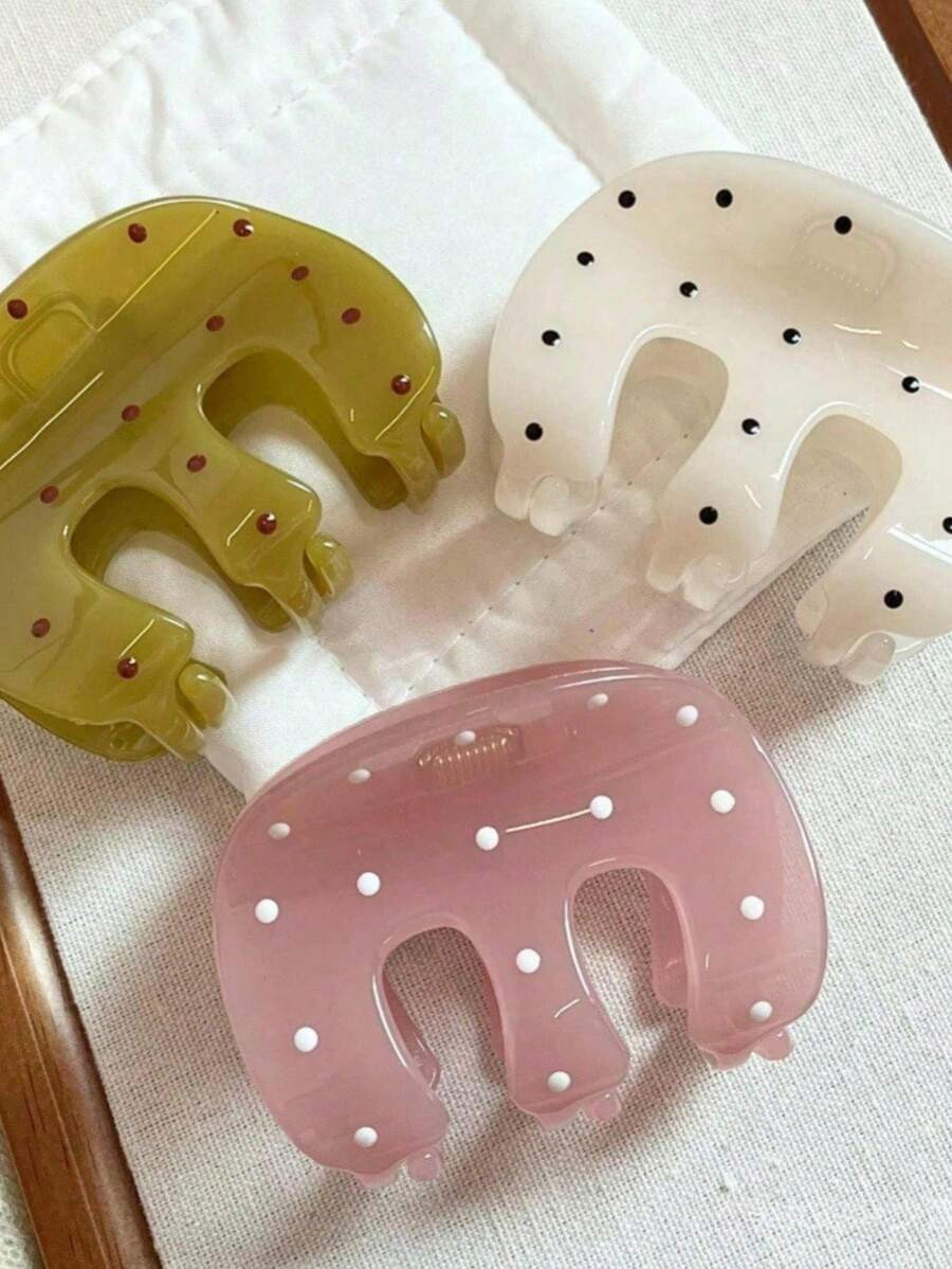 3/1pc New Polka Dot Textured Hair Clip, M-Shaped Hair Clip, Multi-Functional Hair Claw Clip, Bun ... | SHEIN