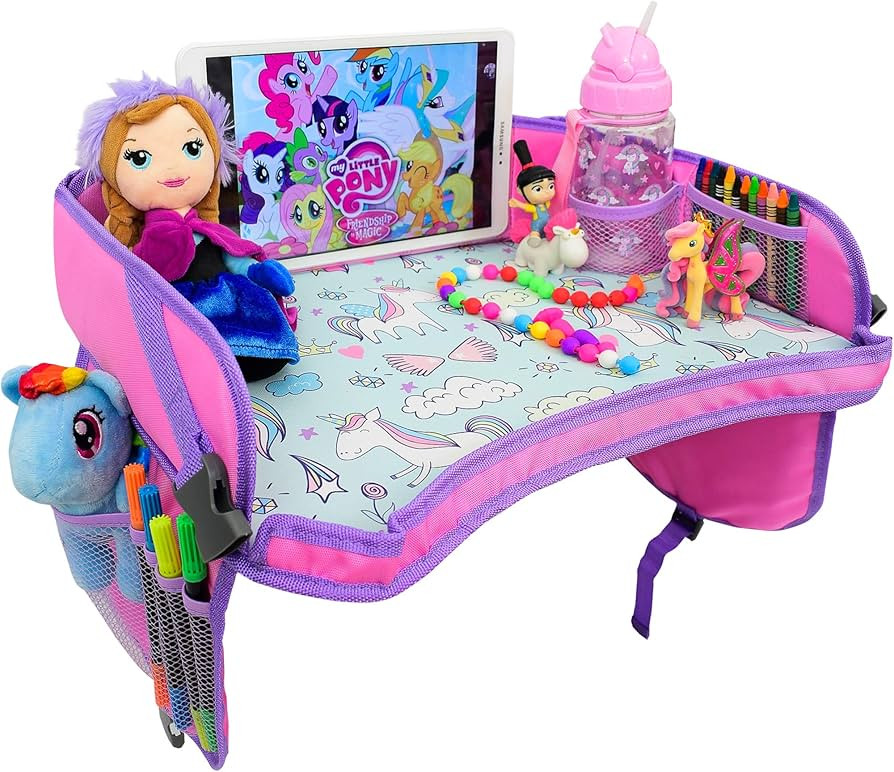 ecoZen Lifestyle Kids Travel Tray for Car - Toddler Lap Desk Organizer for Airplane, Pink Car Sea... | Amazon (US)