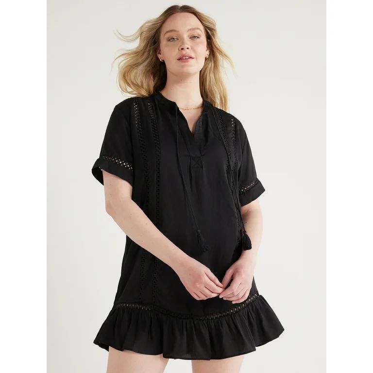 Time and Tru Women's and Women's Plus Peplum Tunic Coverup Dress, Sizes S-3X - Walmart.com | Walmart (US)