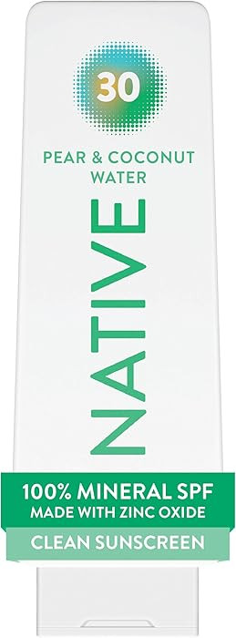 Native Mineral Sunscreen Lotion SPF 30, Pear & Coconut Water Scent, with 100% Mineral Zinc Oxide ... | Amazon (US)