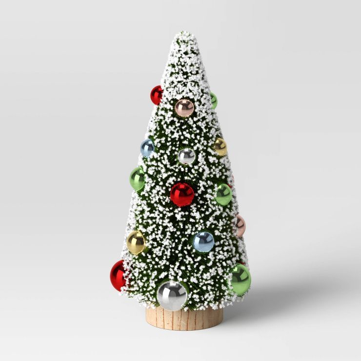 10" Medium Decorated Flocked Ornament Bottlebrush Sisal Tree Green - Threshold™ | Target