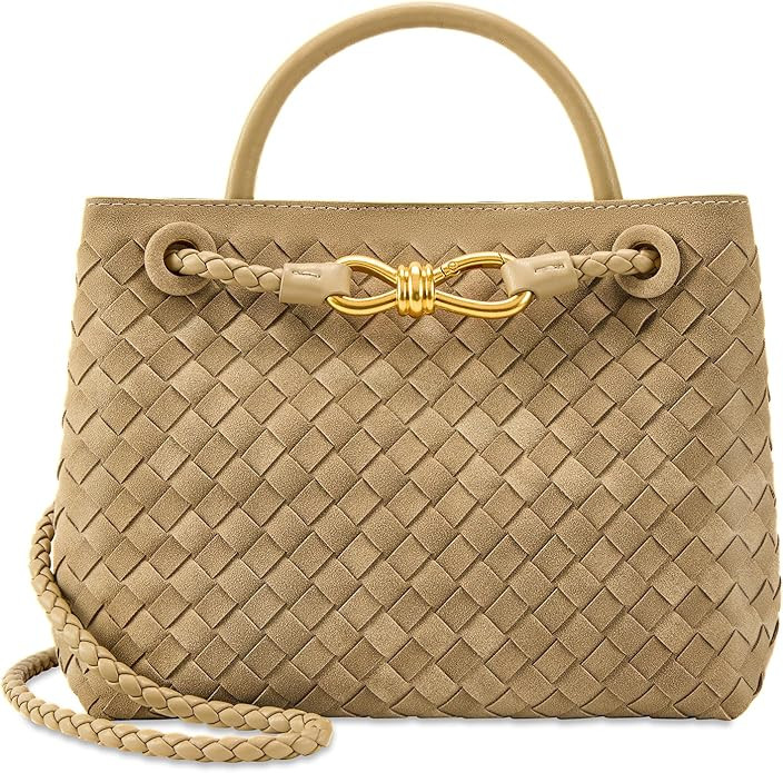 Woven Tote Bag for Women Leather Shoulder Handbag Designer Top Handle Purses | Amazon (US)