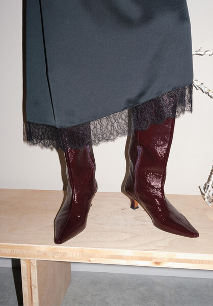 Katlynn Leather Patent Kneehigh Boots | Hush UK