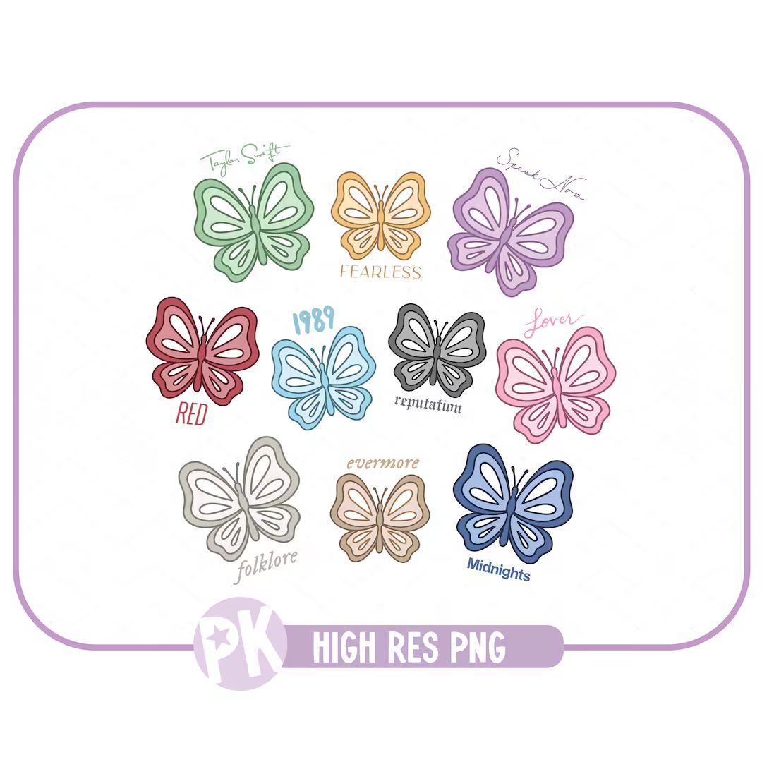 Taylor Eras as Butterflies PNG / Trendy File for Creators / Sublimation / Retro Butterfly / Eras ... | Etsy (US)
