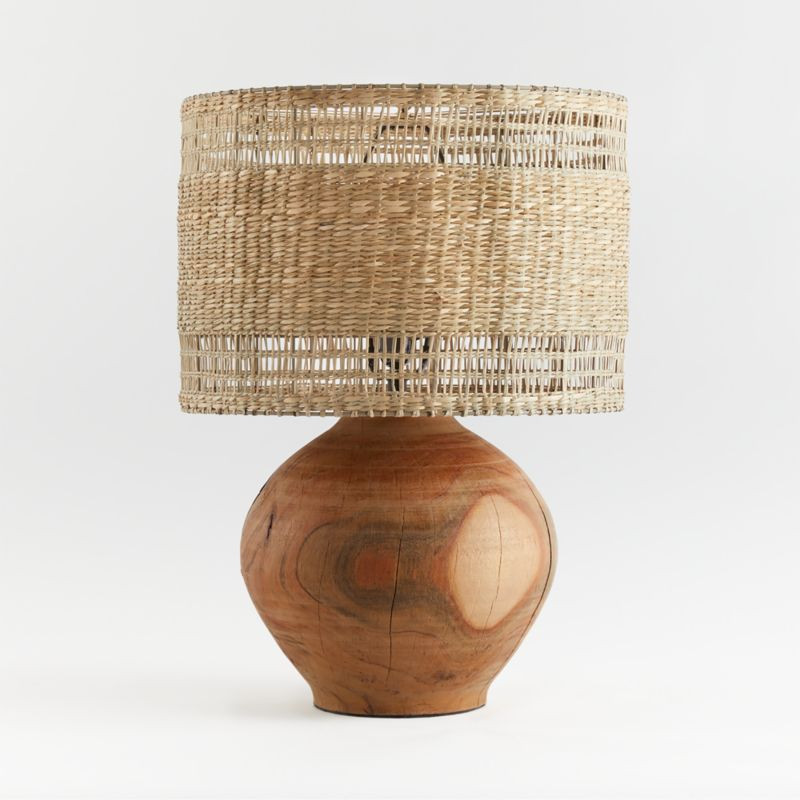 Wood Table Lamp with Woven Shade | Crate & Barrel | Crate & Barrel