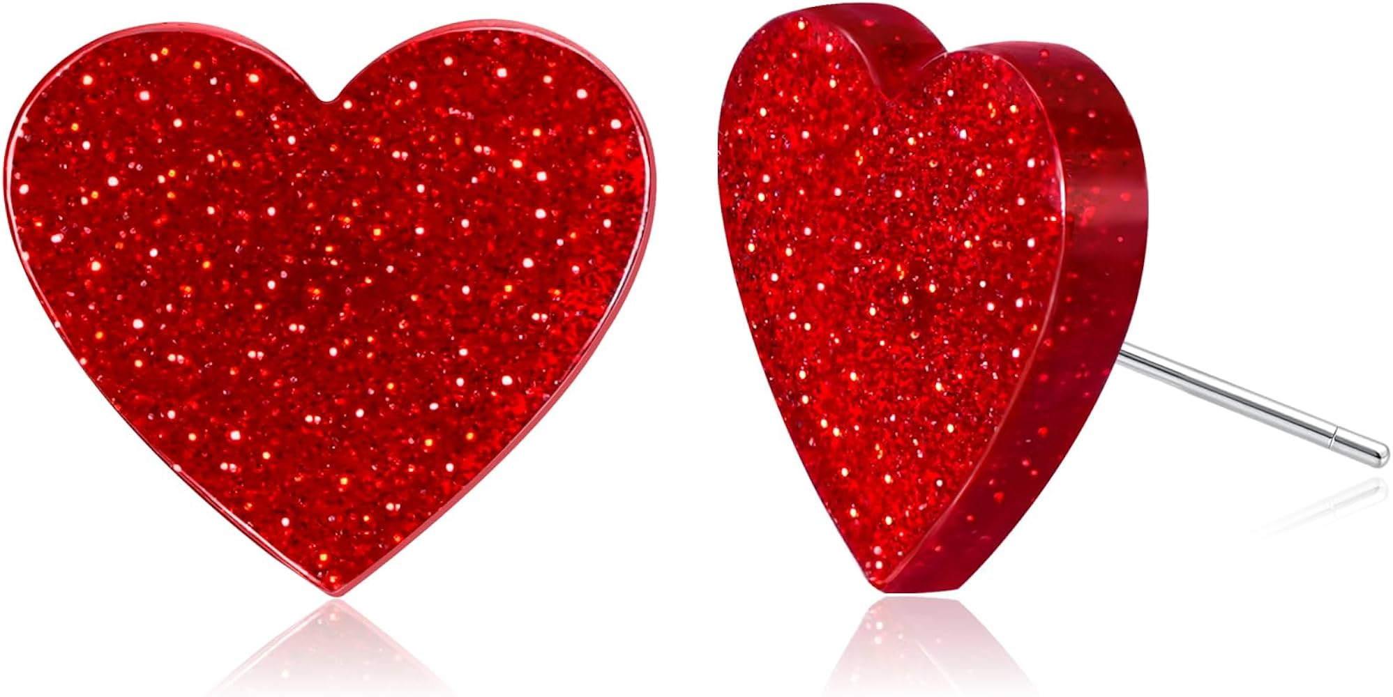 yfstyle Valentines Small Pink Heart Earring Studs Acrylic Glitter Minimalist Heart Earrings for W... | Amazon (US)