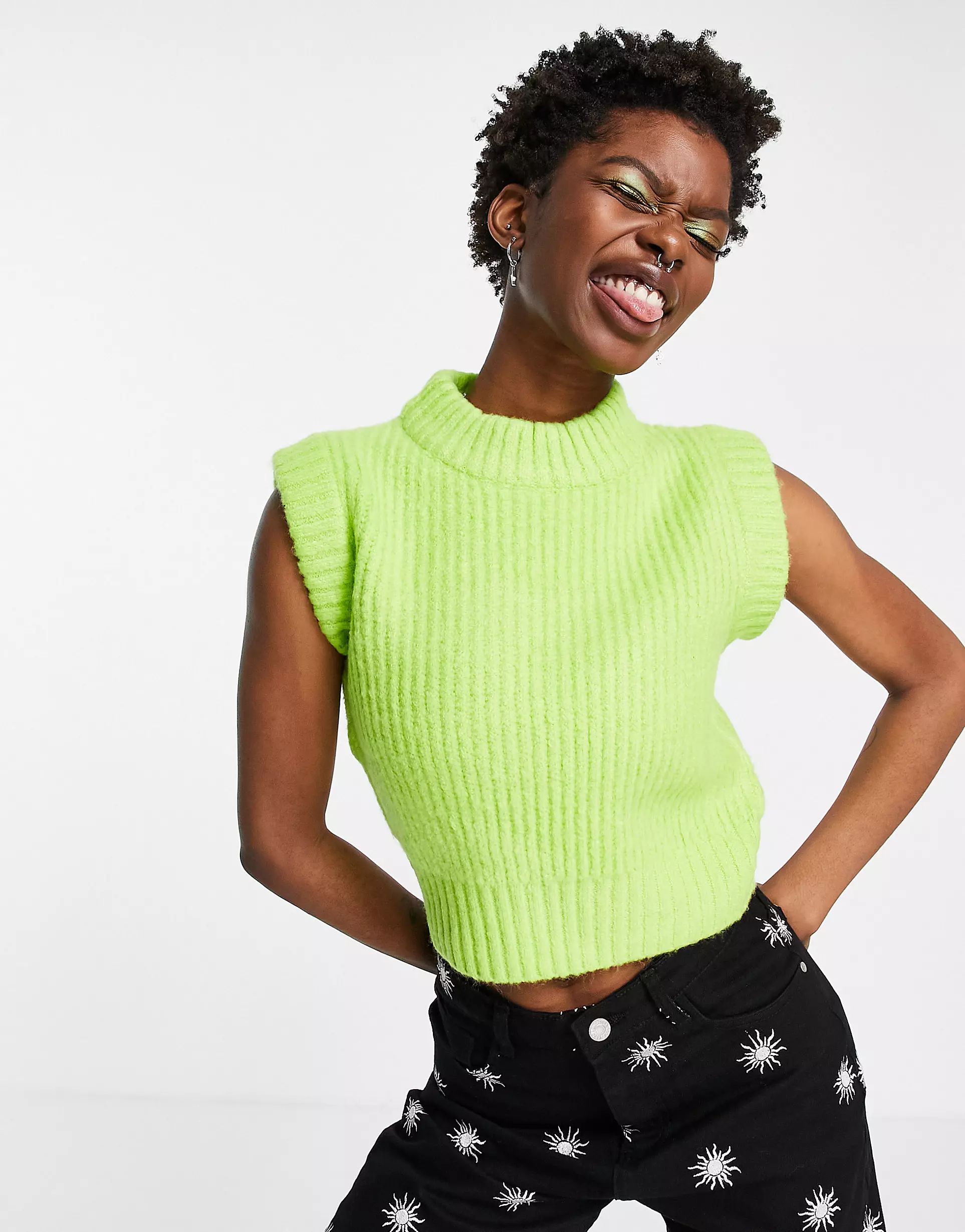 COLLUSION knitted ribbed sleeveless tank in lime | ASOS (Global)