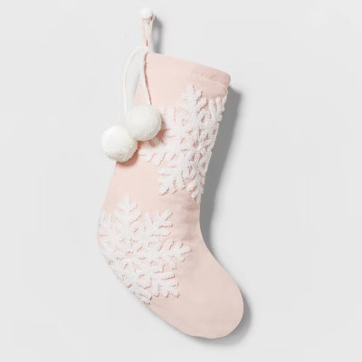 Velvet Christmas Stocking with Snowflakes Blush - Wondershop™ | Target