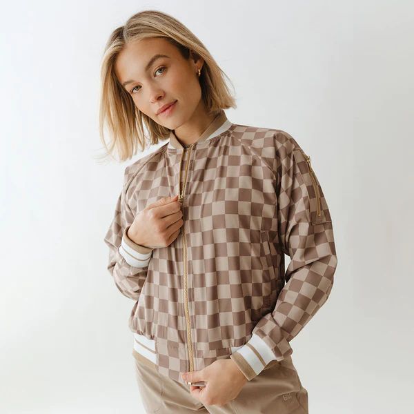 Brown Checkers Bomber Jacket | Albion Fit