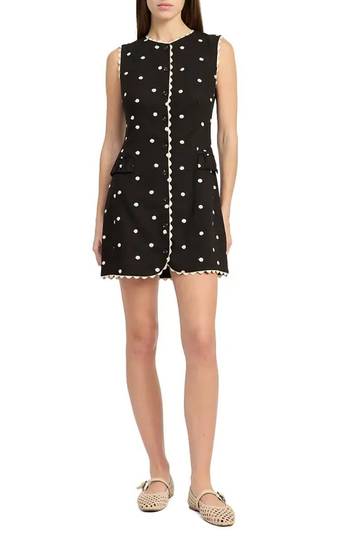 En Saison Heather Embroidered Minidress in Black Natural at Nordstrom, Size Large | Nordstrom