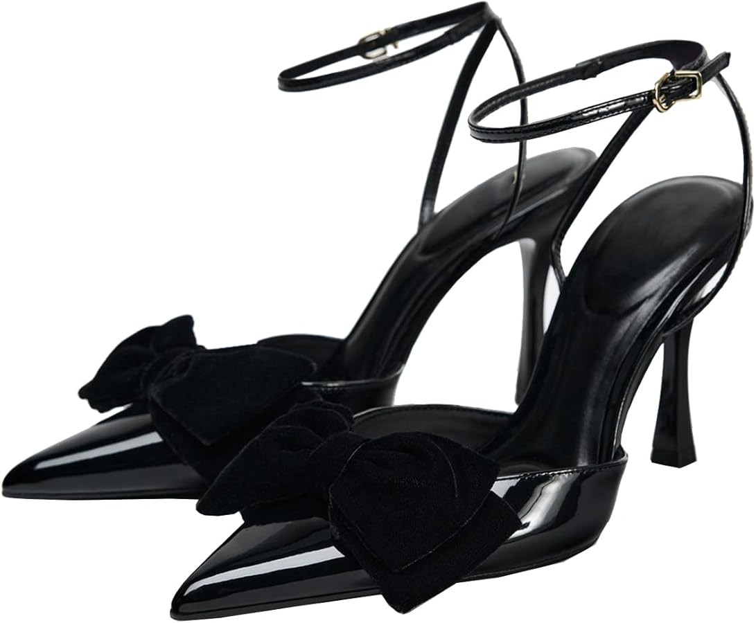 UFEDO Bow Slingback Pumps Shoes for Women Pointed Toe Stiletto Heel Buckle Strap Backless Dress E... | Amazon (US)
