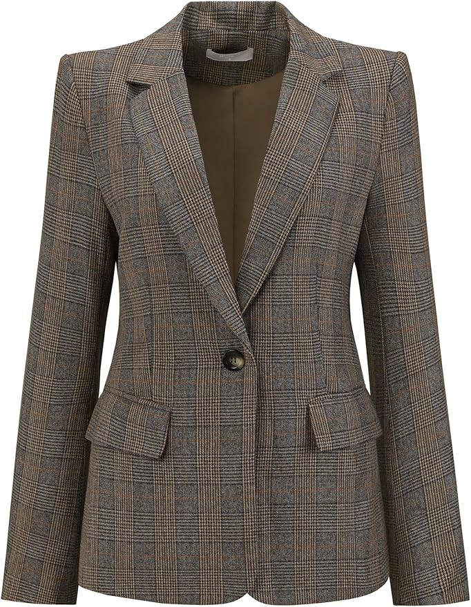 Women's Houndstooth Plaid Blazer for Women Work Business 2025 Suit Jacket | Amazon (US)