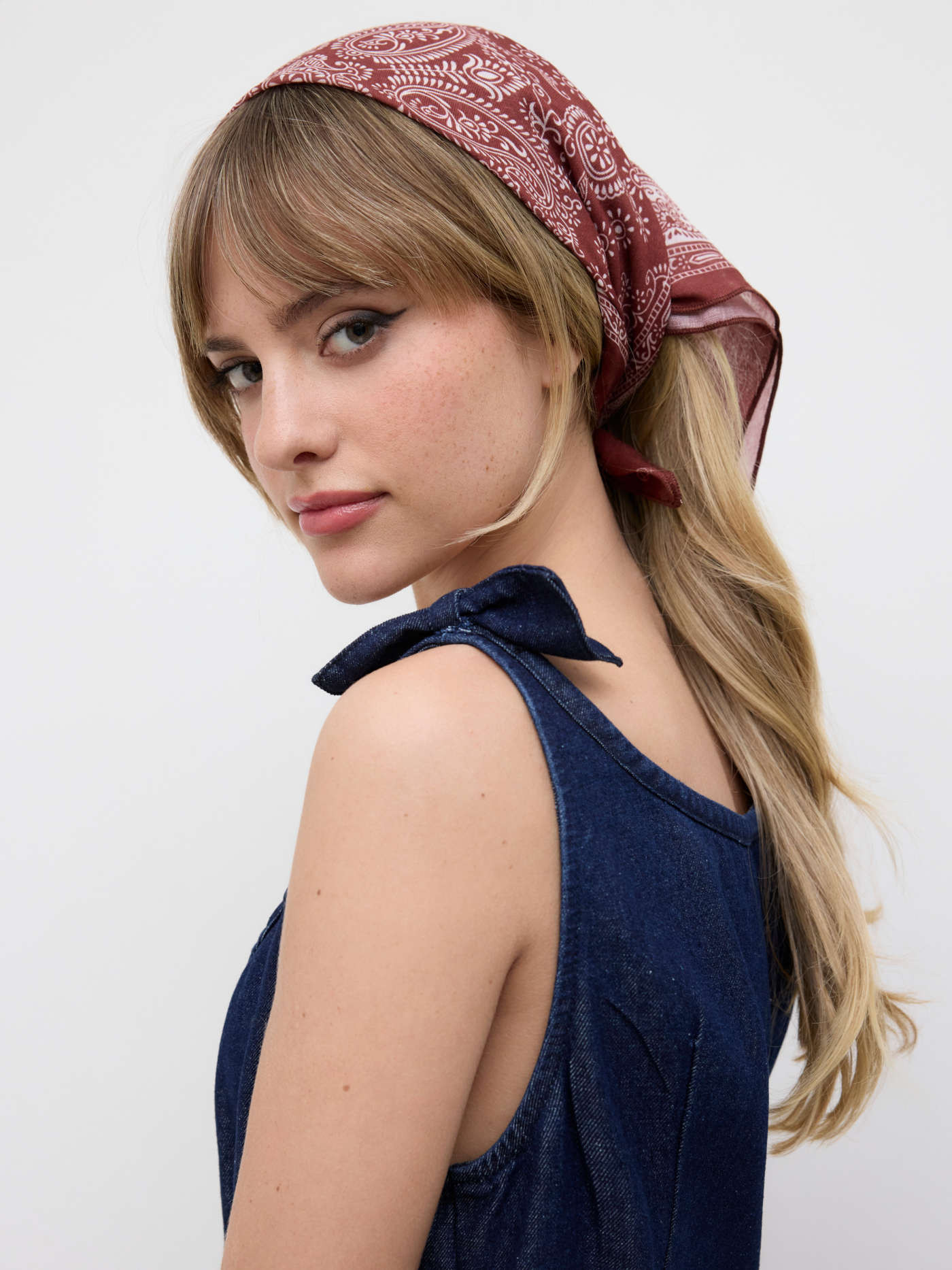 Cotton & Linen FLORAL SQUARE HEADSCARF For Picnic Vacation | Cider