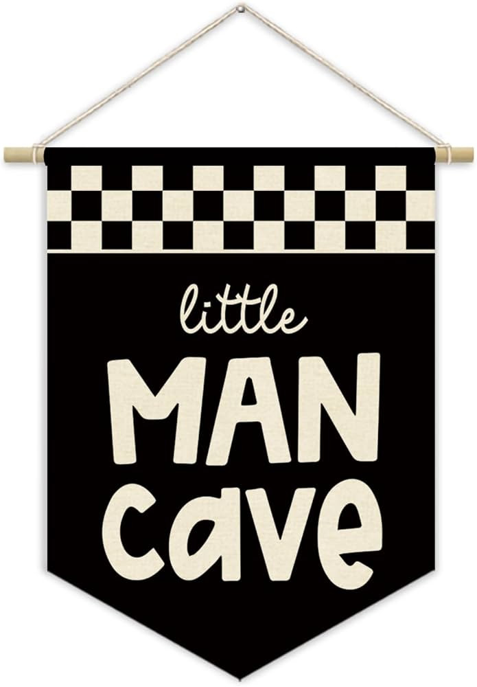 Boy Room Decor,Playroom Decor,Little Man Cave Canvas Banner,Boys Room Wall Hanging Pennant Flag C... | Amazon (US)