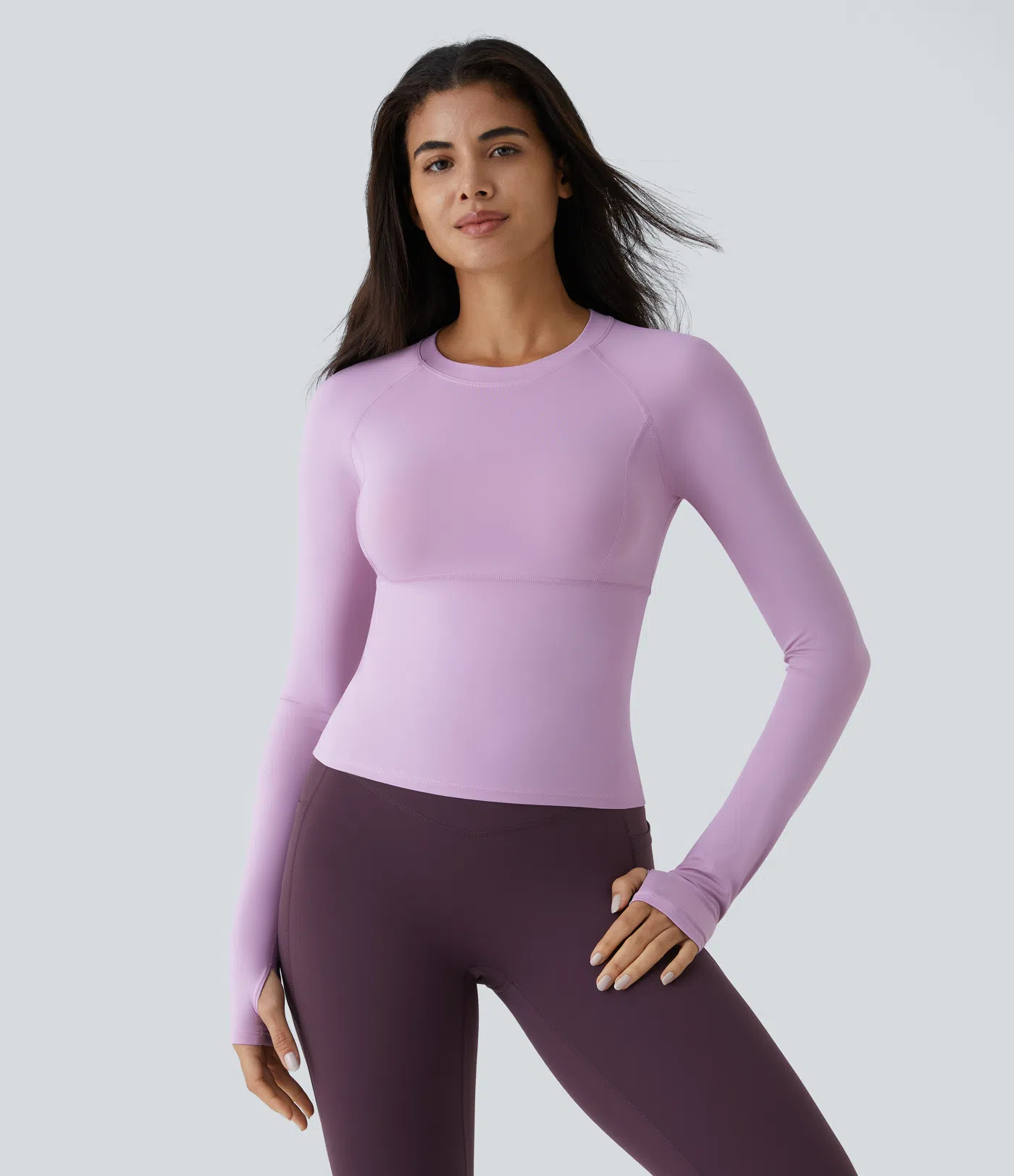 Solid Thumb Hole Yoga Sports Top | HALARA