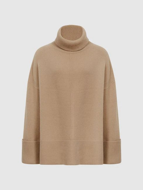 Reiss Camel Sarah Cashmere Blend Roll Neck Jumper | Reiss US