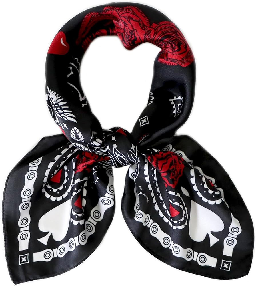 27.5'' Silk Feeling Scarf Medium Square Satin Head Neck Scarf for Women Hair Sleeping at Night | Amazon (US)