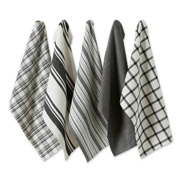 Set of 5 Assorted Black and White Woven Dish Towel, 28" - Walmart.com | Walmart (US)