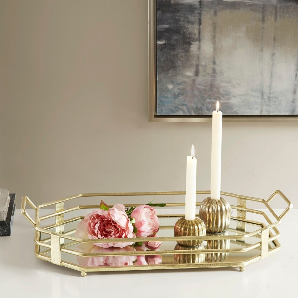 Madison Park Neman Gold Mirrored Tray (Gold) | Bed Bath & Beyond