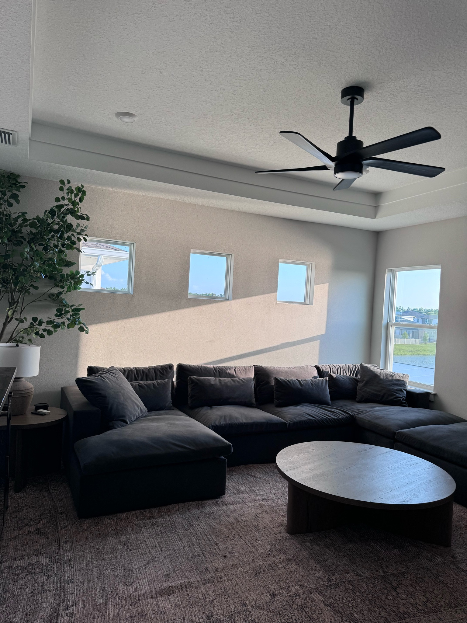 Loft/TV/bar all amazing quality. Added browns & dark grey to make it code. Perfect for hosting plenty of people & the couch is so comfy & easy to clean! Can sleep 2-3 people here if needed  

#LTKHome #LTKStyleTip #LTKFamily