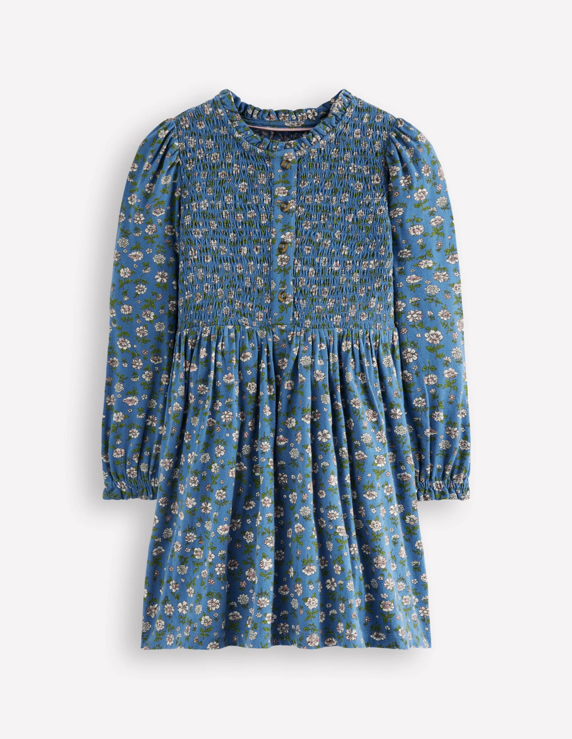 Shirred Bodice Jersey Dress-Bluejay Garden Flower | Boden (US)