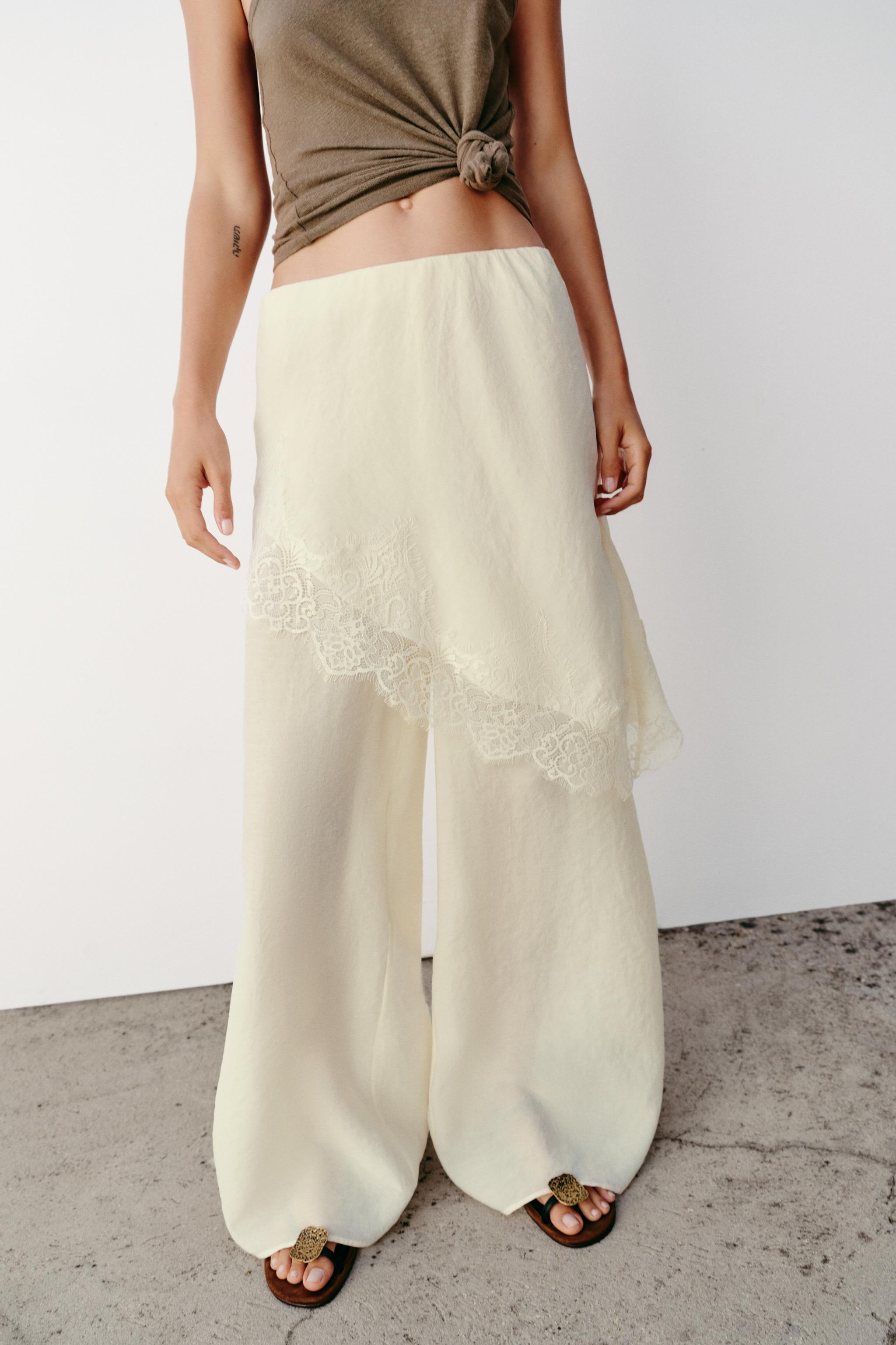 WIDE-LEG WRAP TROUSERS WITH LACE | Zara UK