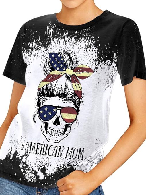 MYMORE Womens Feeling Idgaf-ish Today T Shirt Mama Skull Graphic Tees Tops | Amazon (US)