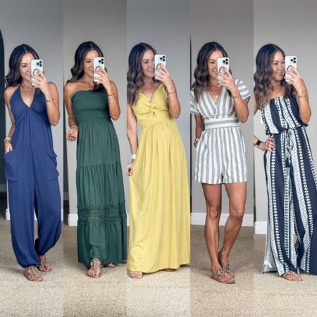 Resort wear styles 

Use code HOLLYS15 for 15% off orders $65+ or HOLLYS20 for 20% off orders $109+

I am wearing size XS in all styles- Blue jumpsuit, olive maxi dress, yellow maxi dress

Resort wear  Resort style  Vacation  Vacation outfits  Swim  Cover up  Dress  Maxi dress  Strapless dress  Jumpsuit  Romper  

#LTKSeasonal #LTKswim #LTKstyletip