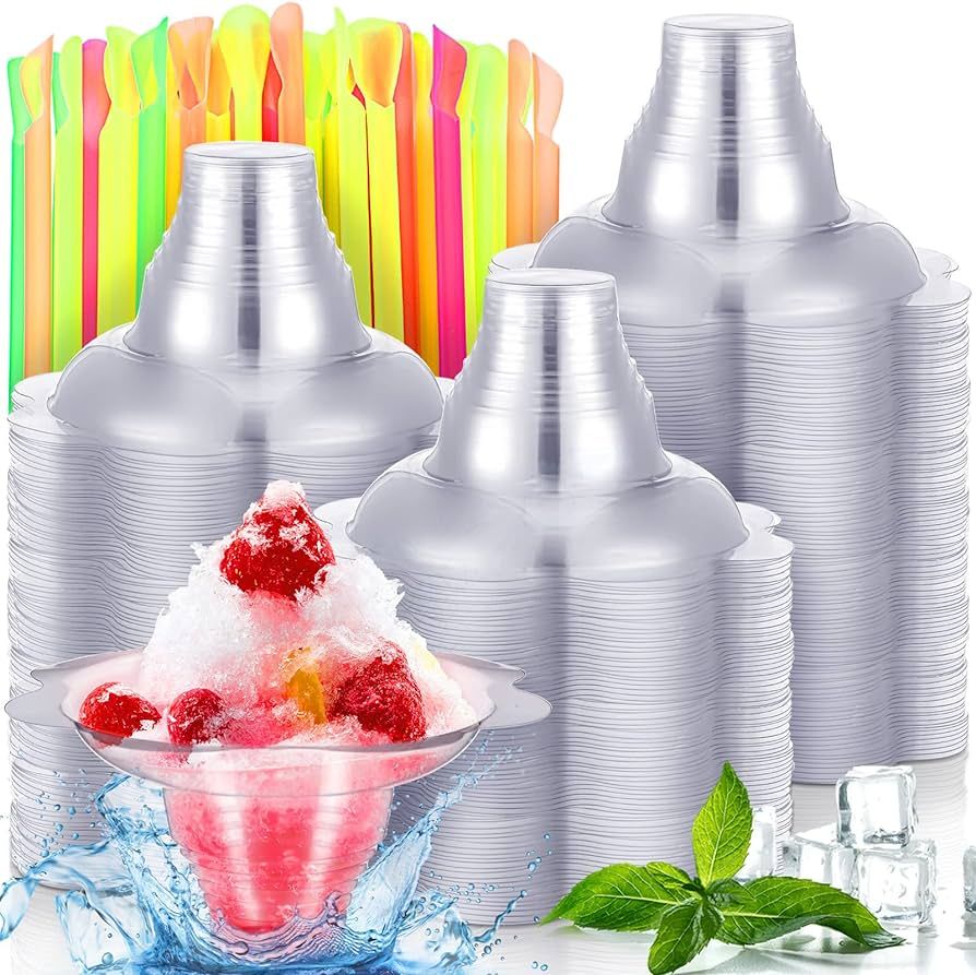 4 oz Flower Snow Cone Cups with Straws, Reusable Snow Cone Cups Shaved Ice Bowls with Snow Cone S... | Amazon (US)