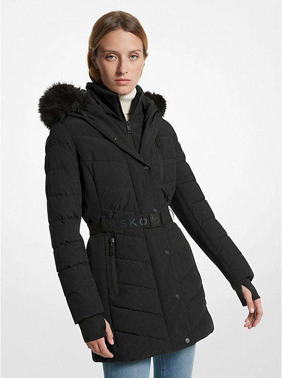 Faux Fur Trim Quilted Puffer Coat | Michael Kors US